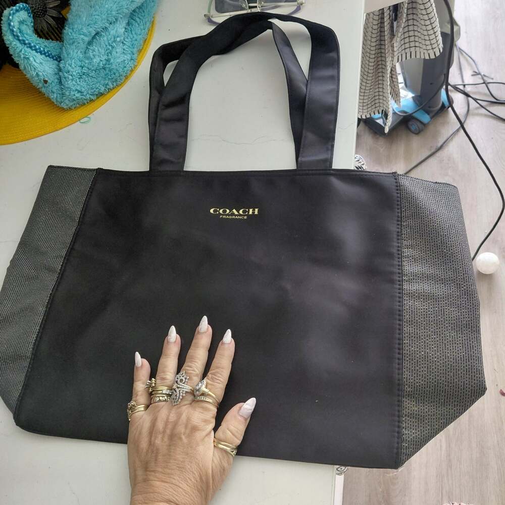 COACH black silver sparkle tote purse